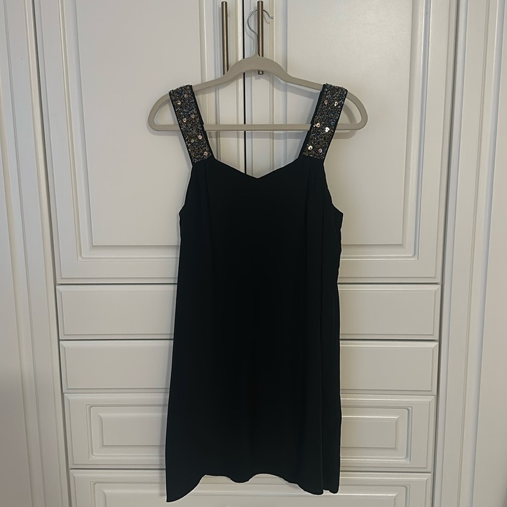 Lavender Brown silk cocktail dress with beaded straps size small